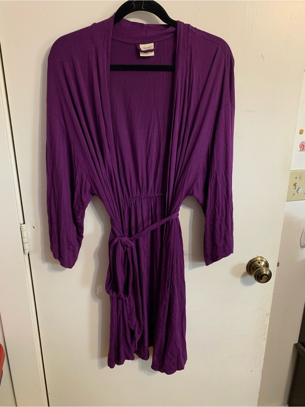 Soma Deep Purple Wrap Robe with Self-Tie Waist